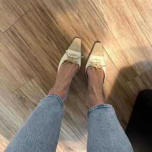 Chanel Leather CC Logo Kitten Mules Sz 7.5